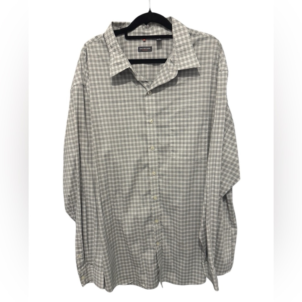 Van Heusen Gray Plaid Button-Up Shirt sz 3xlt